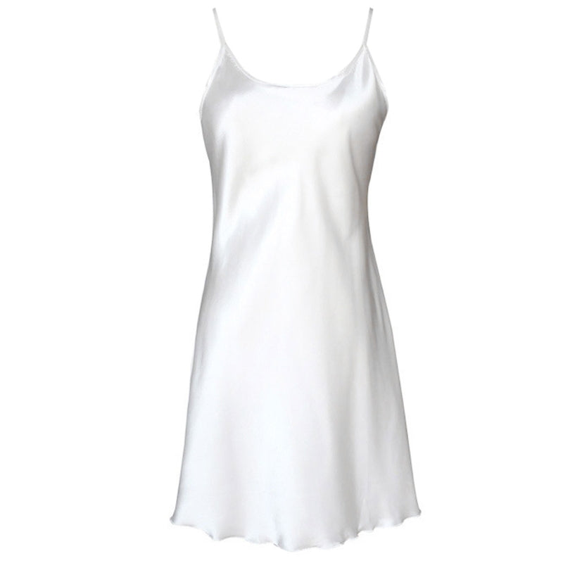 Ice Silk Sexy Women's Satin Nightdress Sexy Lotus Hem Sling Dress Chemise Soft Nightgown Women Lingerie Night Wear Summer Dress