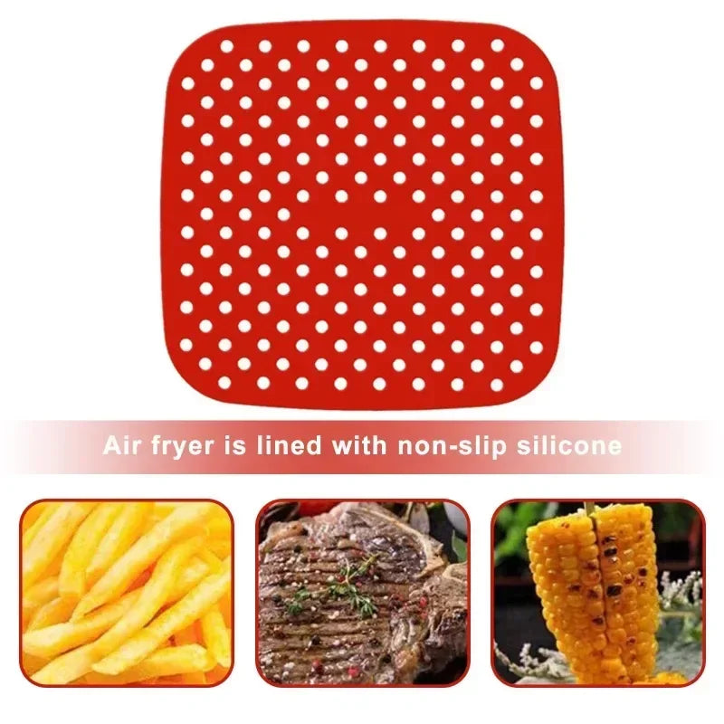 Food Grade Silicone Air Fryer Liner Non-stick Baking Mat Reusable Steamer Pad Baking Inner Liner Cooking Mat Kitchen Accessories
