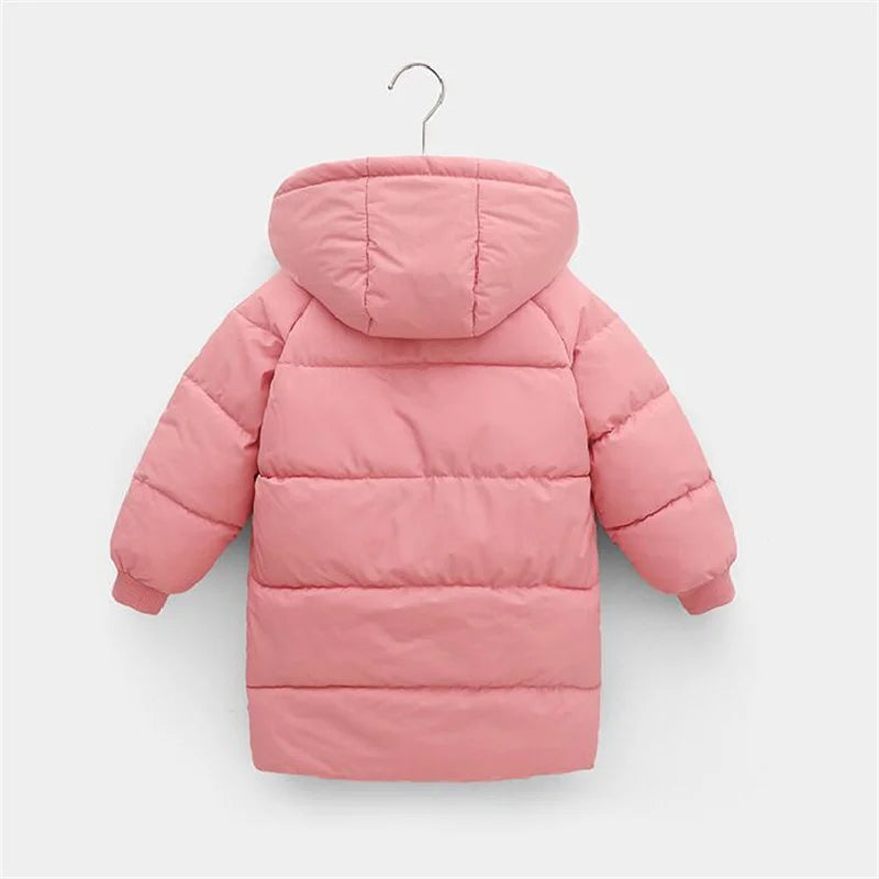4-10 Years Boys Long Down Jackets Winter Kids Girls Thick Warm Hooded Outerwear Children Waistcoat Coat Fashion Casual Clothing