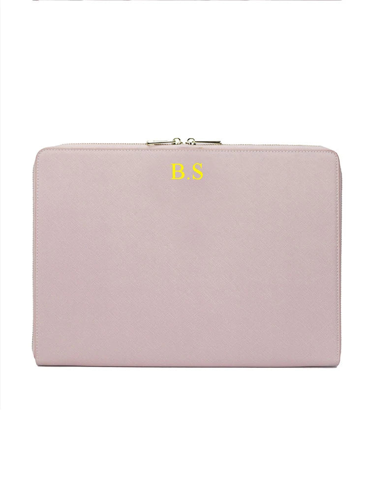 Free Customized Letters Laptop Bag For Macbook 13inch Computer Crocodile Pattern Pu Leather Briefcase Saffiano Travel Pouch