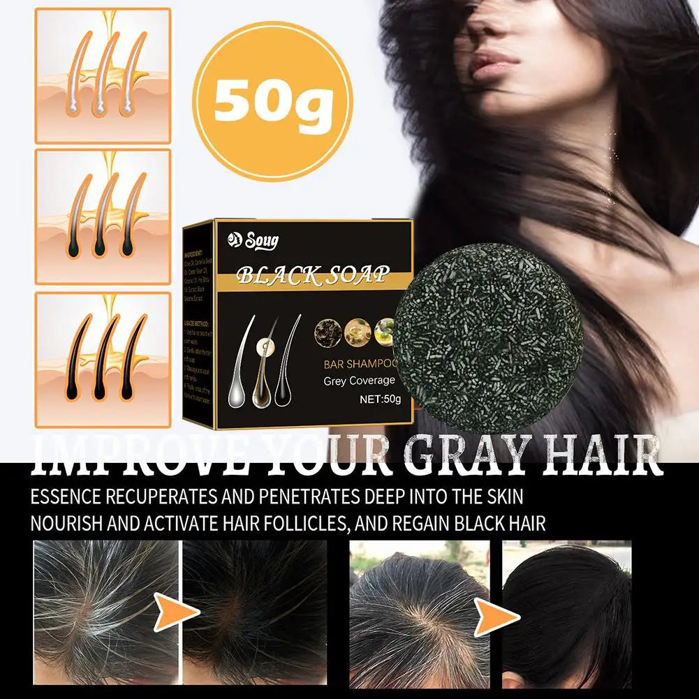 3PCS Hair Shampoo Soap Polygonum Multiflorum Shampoo Soaps Cover Gray Hair Shampoo Soap To Dye Canas Black Shampoo Bar Soap