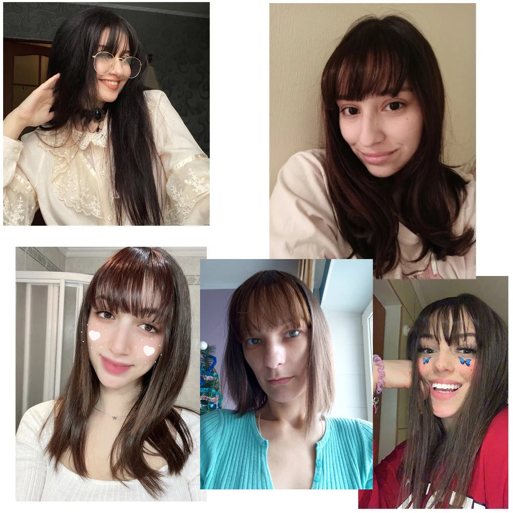 Synthetic Air Bangs Natural Short Brown Black Fake Hair Fringe Extension 1 Clip In Hairpieces Accessories For Women Girl