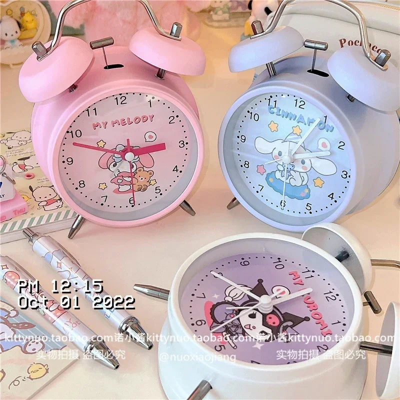 Sanrio Bedroom Alarm Clock Kuromi My Melody Hello Kitty Cinnamorol Ins Girl Heart Bedside Silent Alarm Clock Wake Up Alarm Clock