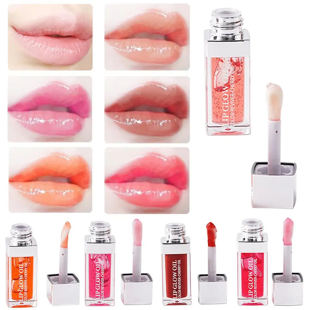 Crystal Jelly Moisturizing Lip Oil Plumping Lip Gloss Makeup Sexy Plump Lip Glow Oil Tinted Lip Plumper