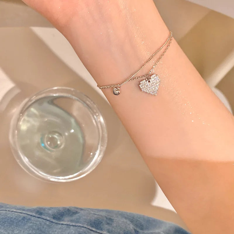 Gold Color Bracelet Set of Four Stainless Steel Sequins Rhinestone Bracelet Combination for Women Chain Bracelet Jewelry Gifts