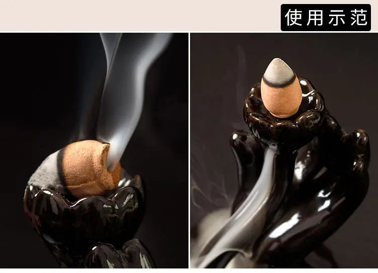 Household Natural Reflux Tower Incense Tea Smoke Backflow Incense Gourd Burner Fragrant Reflux Aromatherapy Cones Yoga Meditatio