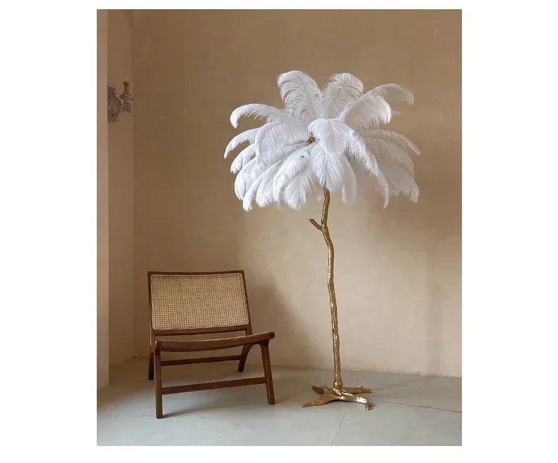 Nordic Feather Floor Lamp Light Luxury Internet Celebrity Ostrich Ins Live Broadcast Room Decoration Atmosphere Table