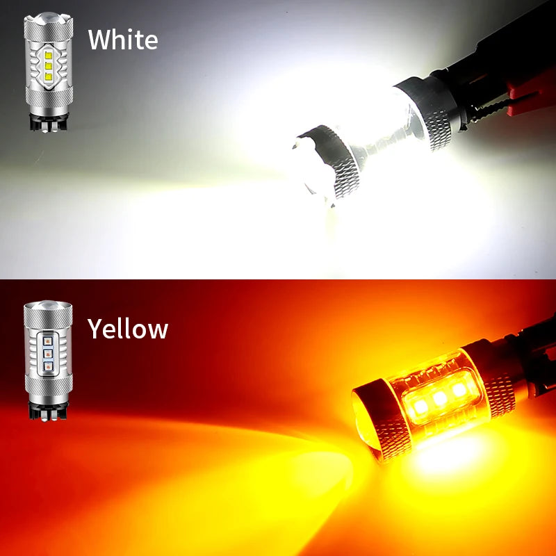 2PCS Amber Yellow White 80w PW24W PWY24W LED Bulbs For Audi A3 A4 A5 Q3 VW MK7 Golf CC Fusion Front Turn Signal Lights