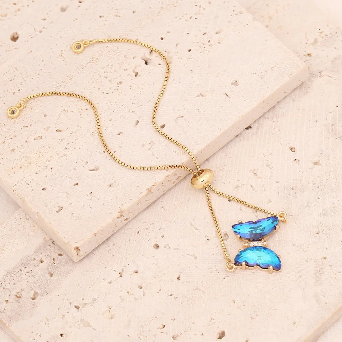 Luxurious Colorful Butterfly Zircon Stainless Steel Bracelet For Women 26cm Adjustable Bracelet Jewelry Gifts 18K Gold Plated