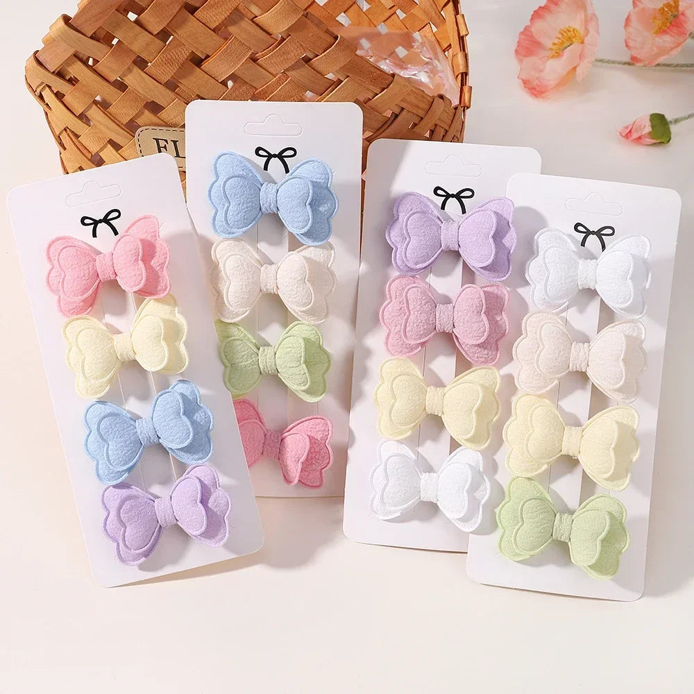 4Pcs/set Butterfly Hair Clip Set for Girls Double Layered Bow Cute Bangs Hair Pin Cotton Safe Kids Baby Hair Accessories Set