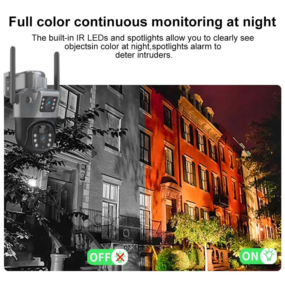 4K 8MP WiFi Solar Camera Outdoor Battery WiFi IP Cam Dual Lens Dual Screen Security-Protection Wireless Surveillance CCTV