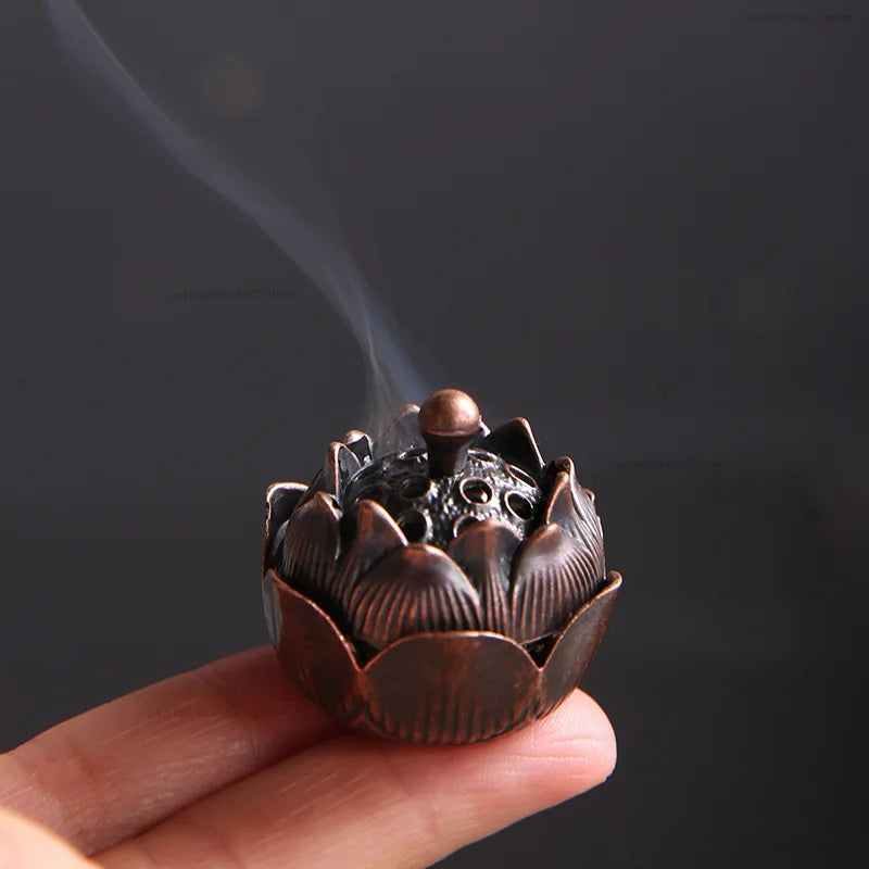 Lotus Incense Burner Buddhism Faucet Incense Stick Holder Mini Sandalwood Censer Craft Home Offering Tea Table Decor Ornament