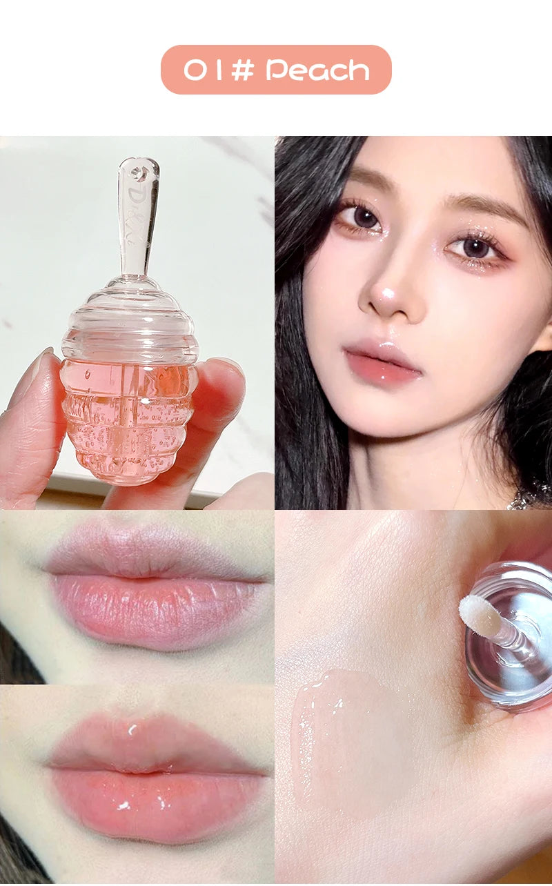 Lovely Honey Pot Lip Oil Fresh Fruit Lip Balm Long Lasting Moisturizing Clear Lip Oil Liquid Lipstick Lip Gloss Makeup Cosmetics