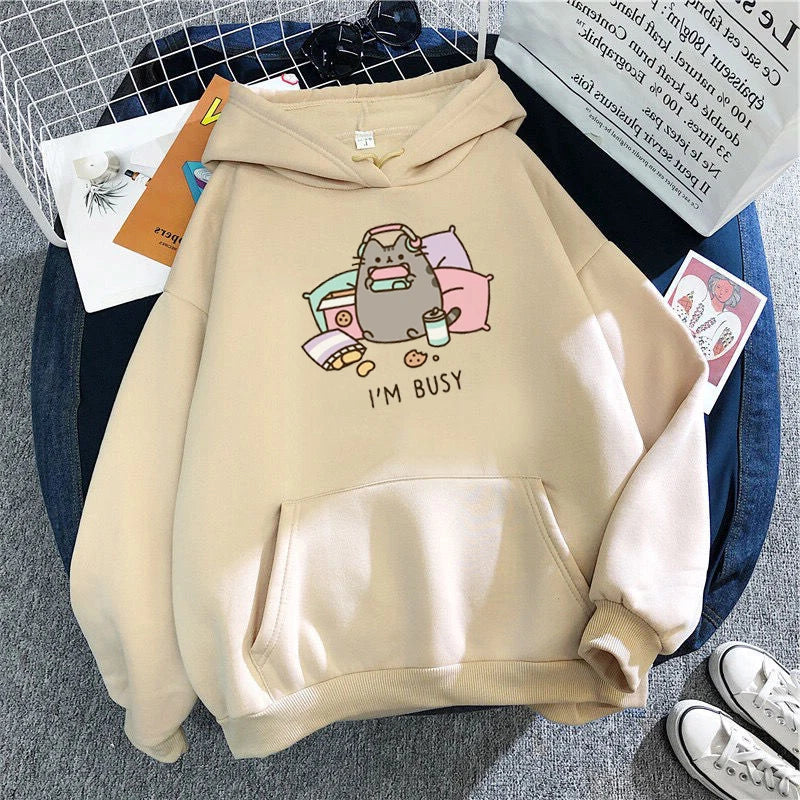 Funny The Cat Hoodie Women's Fashion Kawaii Pattern Hoodie Unisex Men's Hoodie Simple Casual Long Sleeve Coat Men's New Tops
