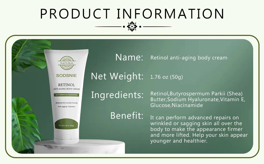 Retinol Postpartum Anti-Wrinkle Cream Anti-Aging Body Anti-Cellulite Care Improve Sagging Skin Repairing Firming Whitening Cream