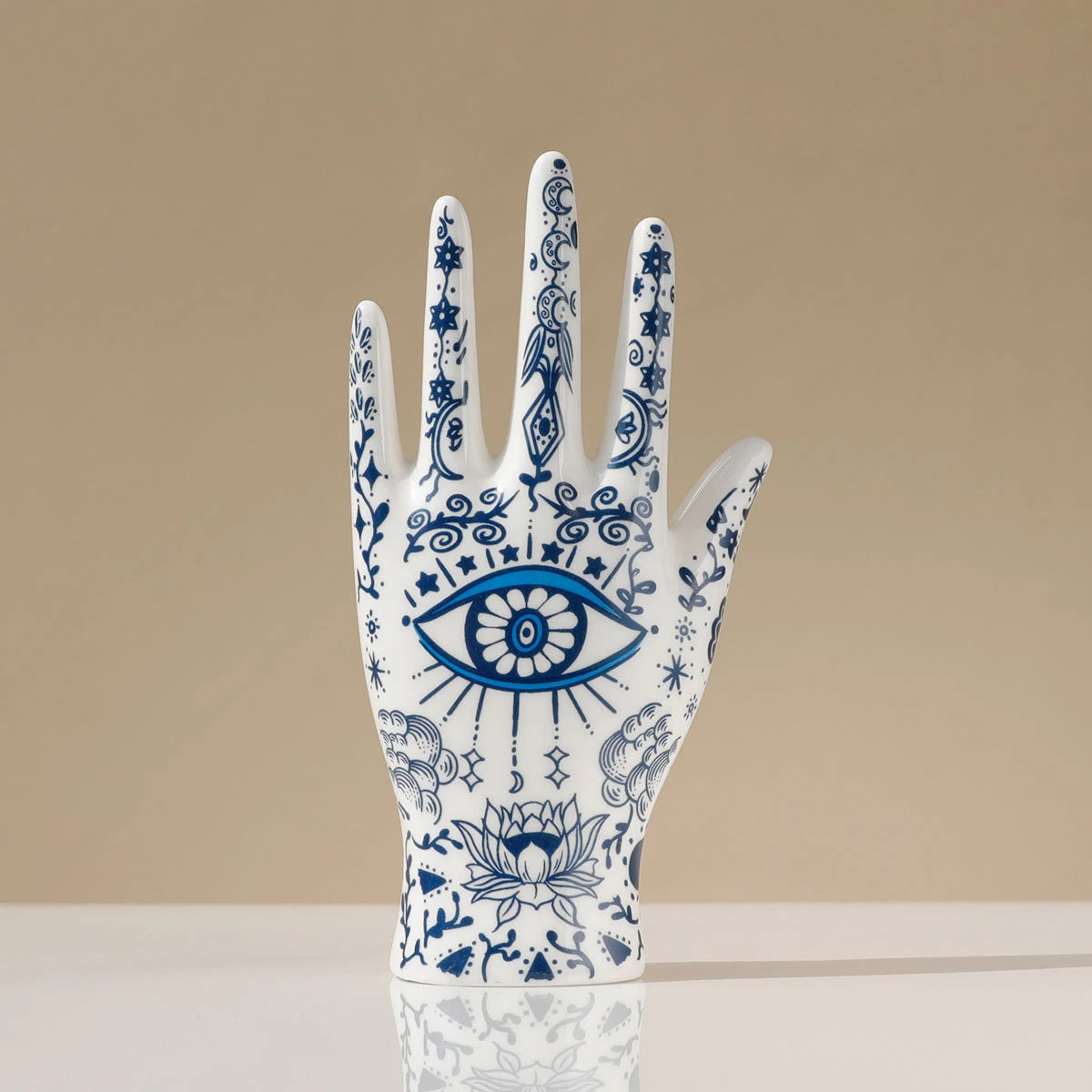 Devil's Eye of Fatima Jewelry Display Holde Ceramic Mannequin Hand Stand Designed for Necklaces, Bracelets, Rings