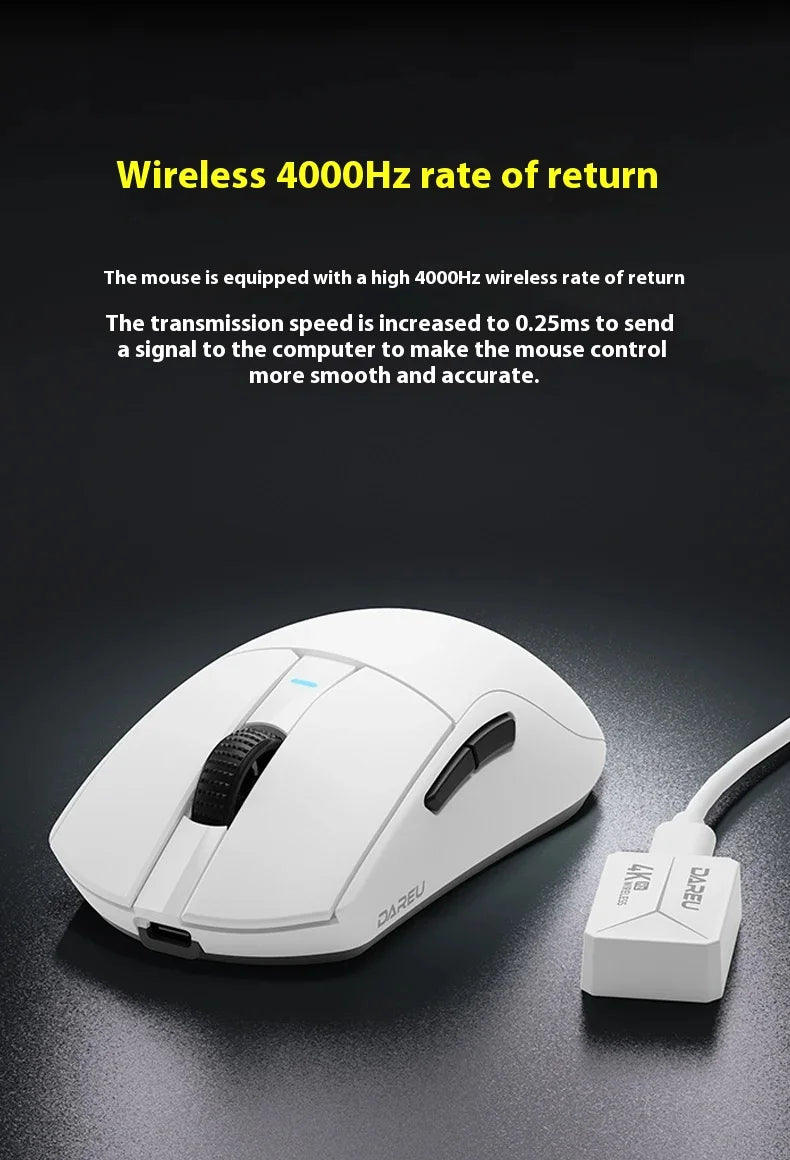 Dareu A950 PRO Mouse 4k PAW3395 Wireless Bluetooth portable Tri-Mode RGB Gaming Mouse For Computer Keyboard Pc Office Mice Gif