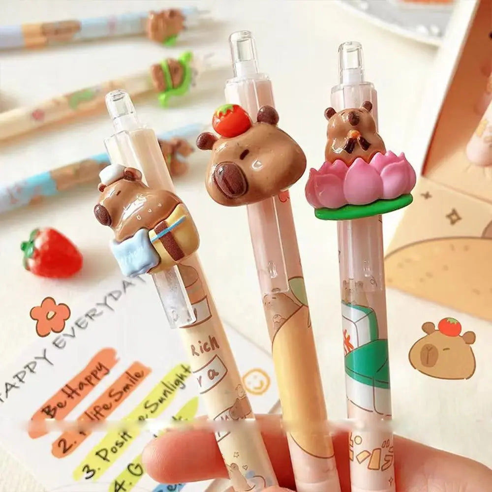 Cartoon Kawaii Capybara Gel Pen 0.5mm Erasable Pen ST Nib Blue Ink Cute Writing Pen School Office Supplies Stationery Gift