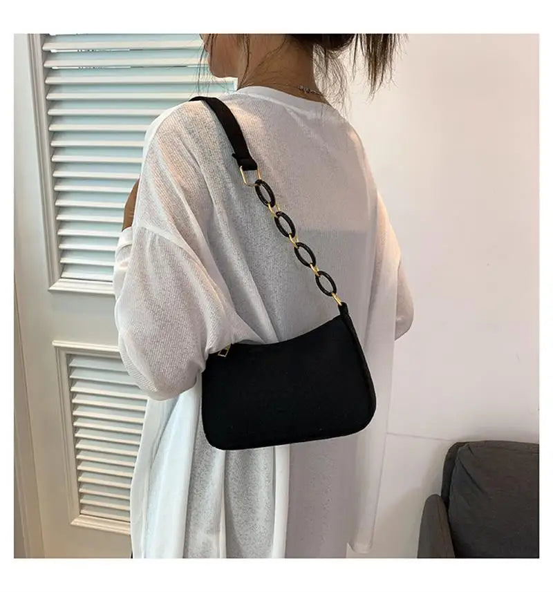 Fashion Felt Shoulder Bags For Women Women'S Subaxillary Bag Design Advanced Texture Armpit Handbags Purses Crescent Saddle Bag