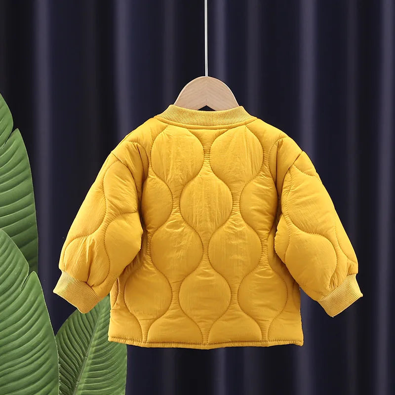 Autumn Winter Boy Girl Baby Solid Fashion Jacket Children Thick Warm All-match Tops Kid Cottom Simple Casual Coat Infant Clothes