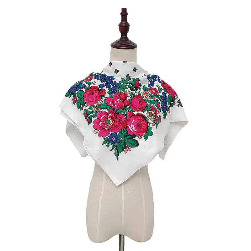 70*70cm Russian Style Square Scarf Women Luxury Floral Print Bnadana Headband Scarves Babushka Handkerchief Head Wraps