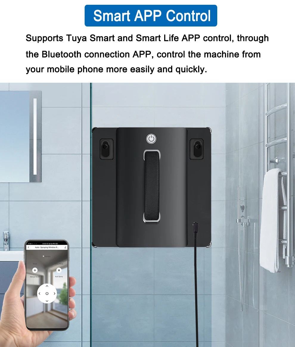 Purerobo W-S9S Window Cleaning Robot Smart APP& Remote Control Automatic Water Spray Clean Glass Electric Vacuum Cleaner Robot