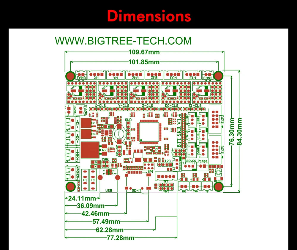 BIGTREETECH SKR V1.4 Turbo 32 Bit Motherboard PITFT50 Touch Screen TMC2209 TMC2208UART Driver For Voron V2.4 3D Printer