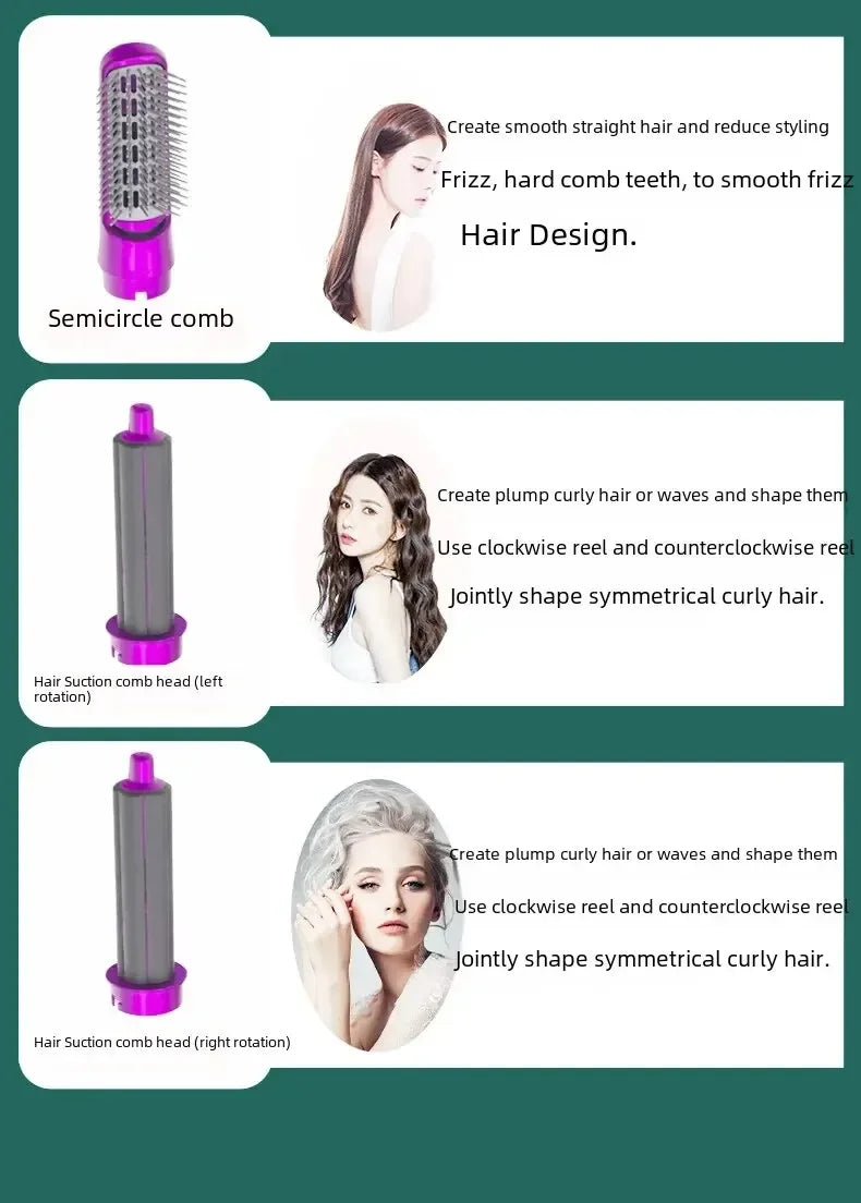 electric hair brush Hot Air Brush5in1 فرشاة شعرAutomatic Curling Iron Straight Curling Dual-use Home Appliancesفرشاة شعر لاسلكية