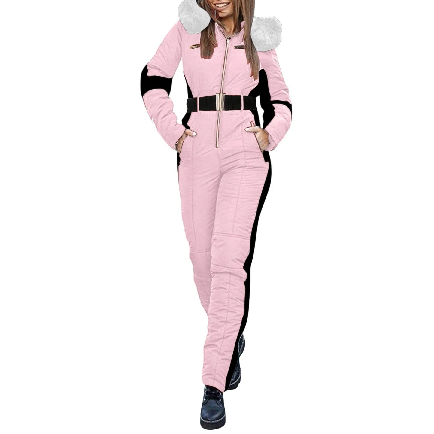 Outdoor Ski Jumpsuit Thick Winter Warm Jumpsuit Woman'S Snowboard Skisuit Outdoor Sports Skiing Pant Set Zipper Ski Suit Clothes