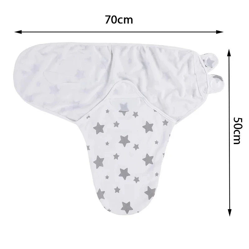 Cotton Newborn Swaddle Cartoon Printed Baby Blanket Hat Set All Seasons Adjustable Infant Sleeping Swaddle Wraps 0-6 Months