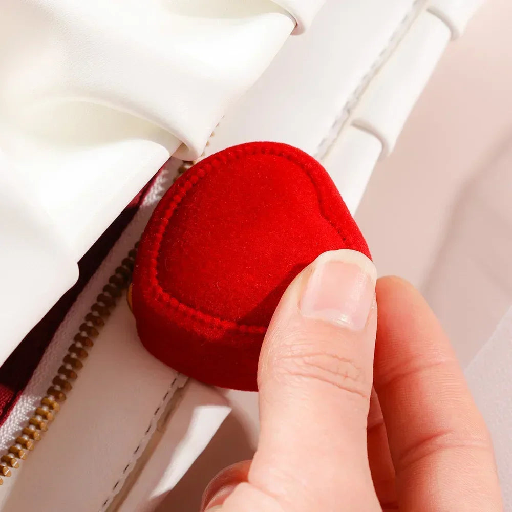 Flocking Red Heart Shape Ring Boxes Jewelry Display Cases Holder Gift Box Wedding Ring Box Counter Packaging Rings Wholesale