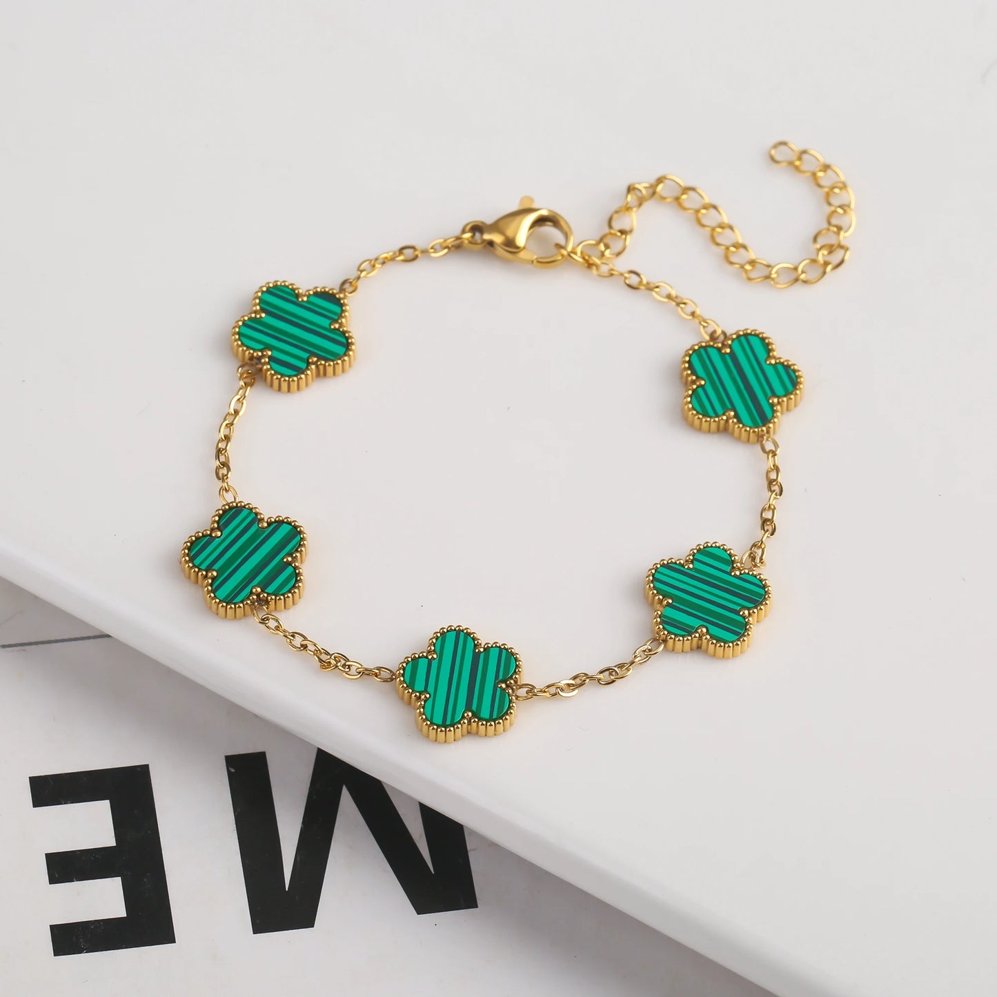 Hot Selling Plant Five Leaf Plum Blossom Stainless Steel Bracelet For Women's Jewelry Waterproof High-Quality Gift Clover
