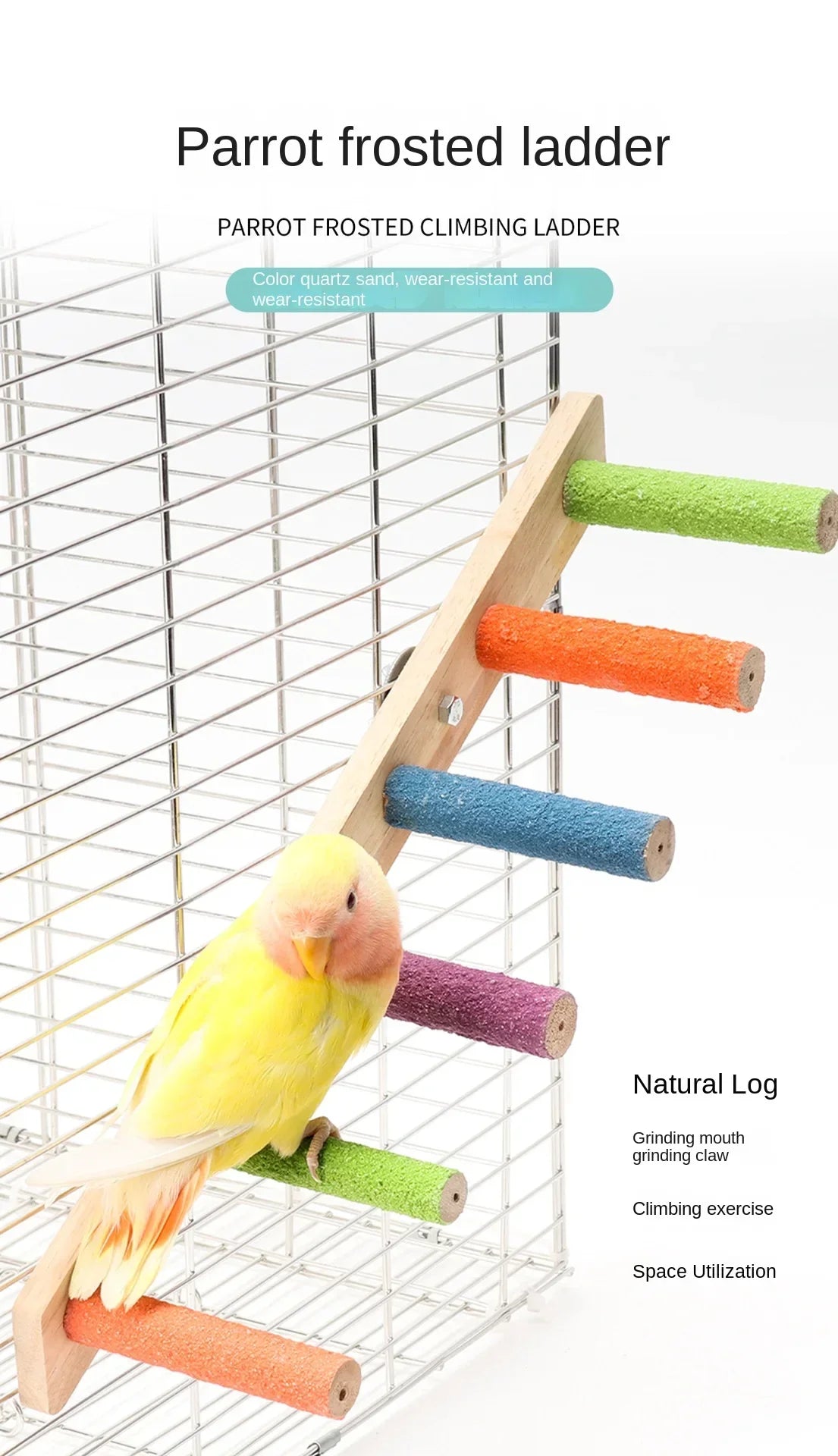 4/6 Steps Wood Ladder Pet Interactive Bird Parrot Toy Ladder for Hamster Cage Funny Grinding Stick Climbing Toy Bird Accessories