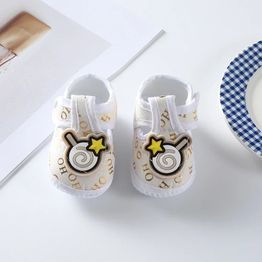 Cotton Newborn Baby Shoes Cartoon Pattern First Walkers for Girl Boy Plaid Soft Sole Walking Sandals 0-12month