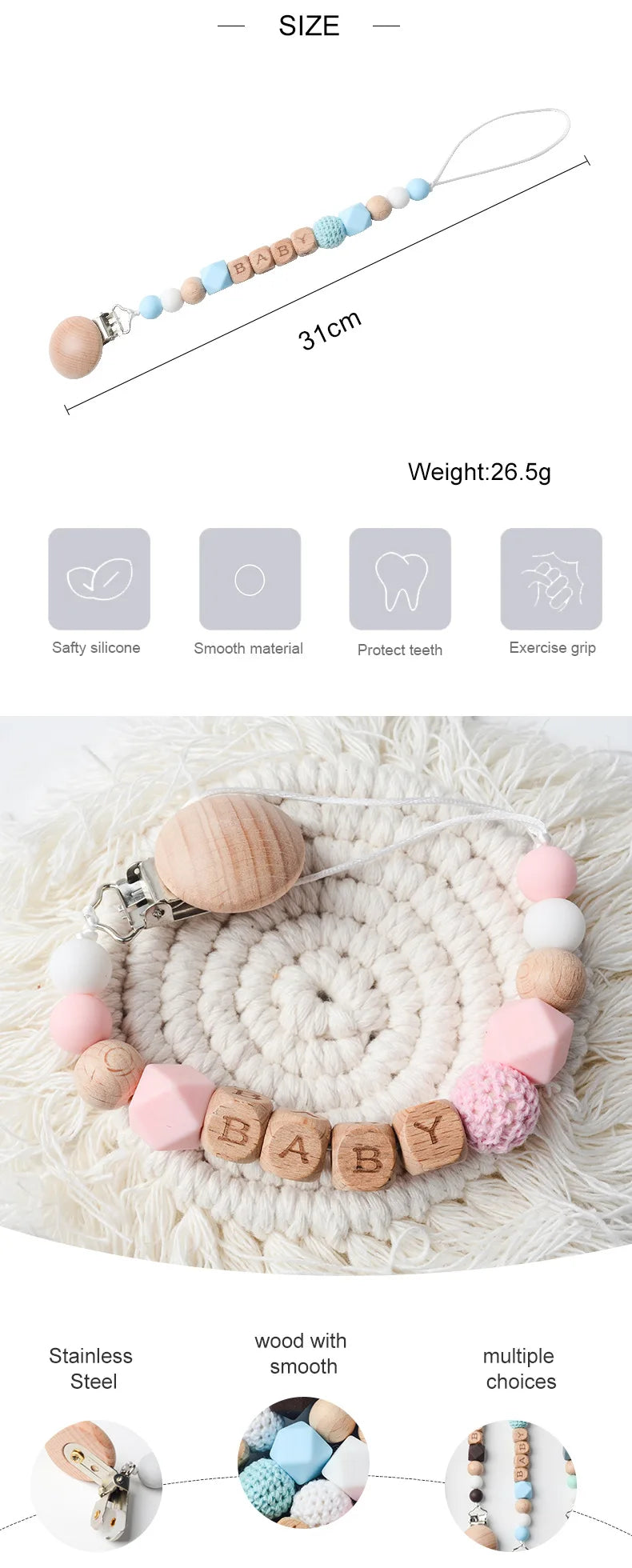 Baby Silicone Pacifier Clip Chain Gifts Dummy Nipples Holder Clips Teethers Toys Anti-lost Babies Accessories
