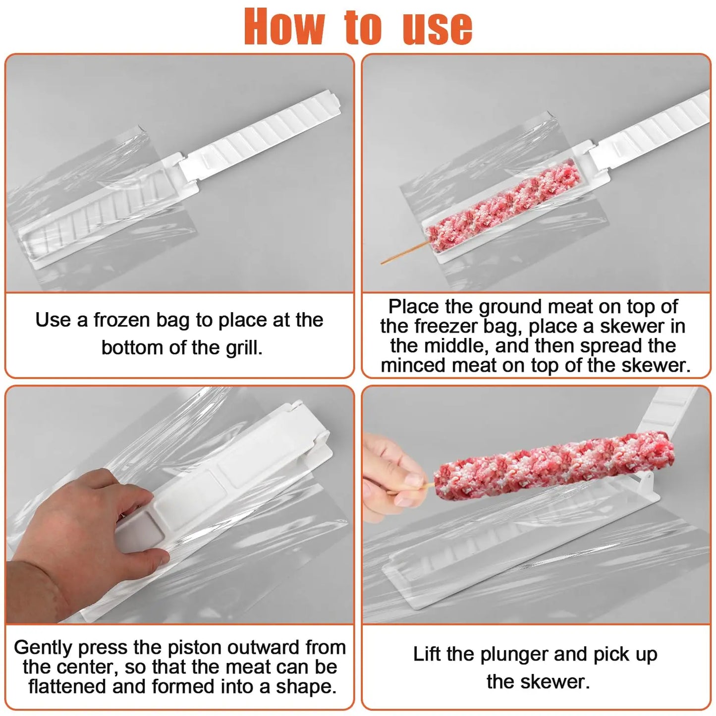 Kebab Maker BBQ Meat Skewer Barbecue Skewer Mold Reusable Turkish Kabob For Outdoor Barbecue Preparation Kitchen Grill