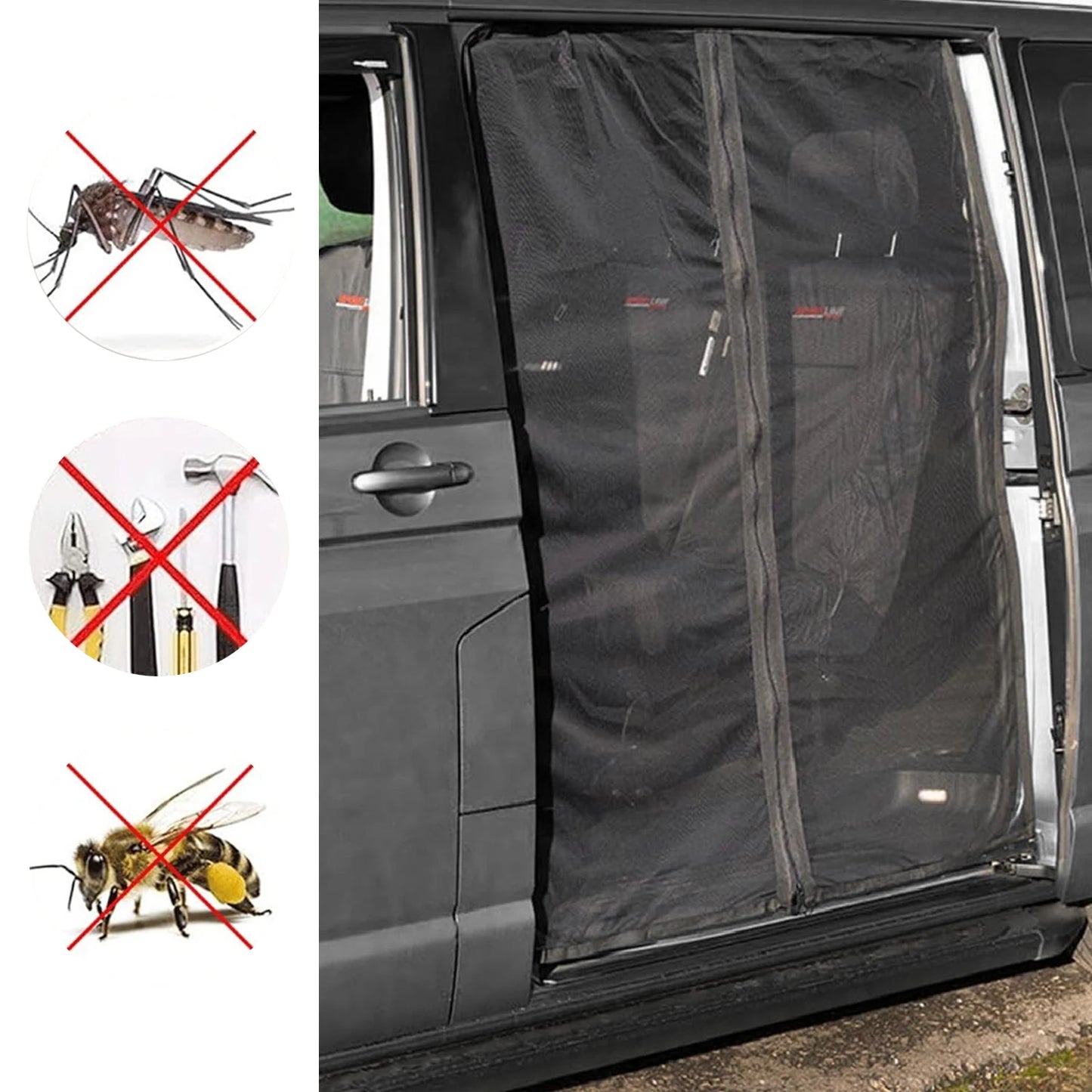 Sliding Door Magnetic Fly Screen Large Size Van Bug Screen Mesh Mosquito Net Sun Protector for Caravan Motorhome Camper SideDoor
