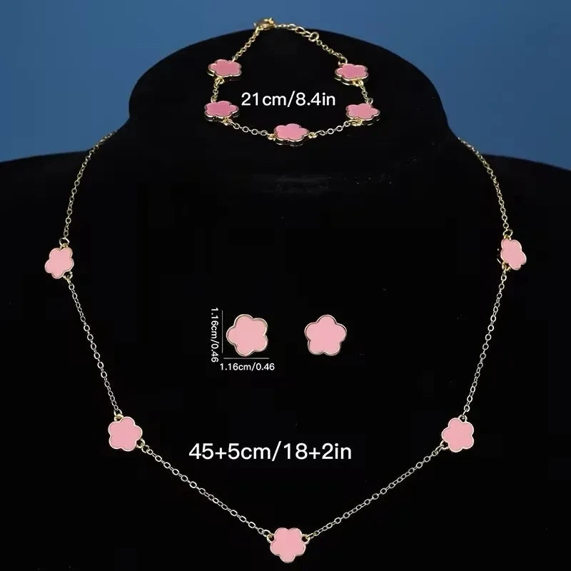 Exquisite Cherry Red Necklace And Earring Set For Women Fashionable Personalized Daily Accessory Party Jewelry Birthday Gifts