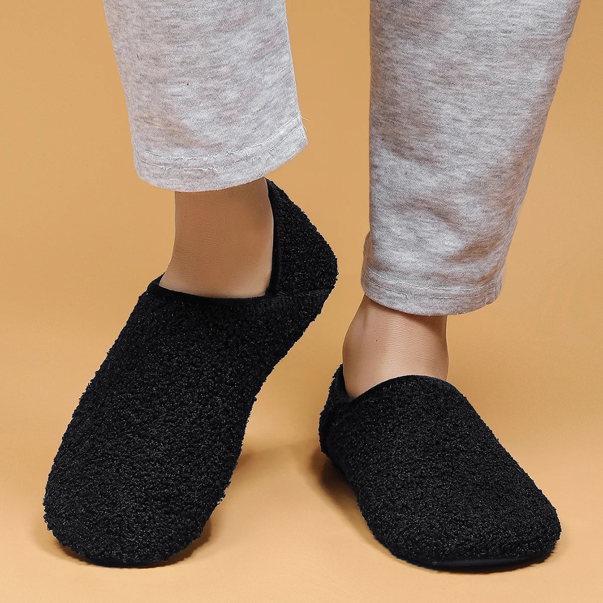Indoor household shoes men's slippers soft-soled casual shoes non-slip lightweight fleece cotton shoes