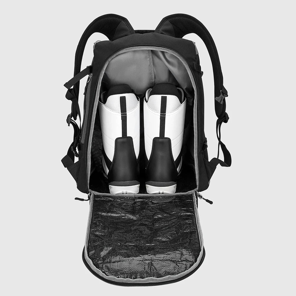 65L Ski Boot Travel Backpack Large Capacity Ski Boot Bag Durable Storage Backpack For Ski Helmet Goggles Snowboard 21x15x13 In