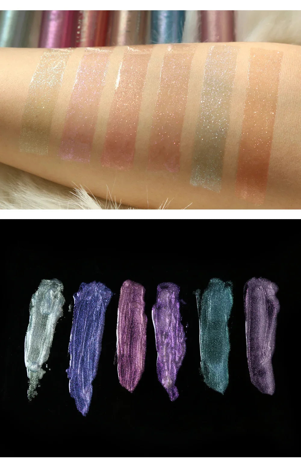 6 Colors Laser Holographic Lip Gloss Liquid Lipstick Mermaid Pigment Longlasting Glitter Lipgloss Waterproof Metallic Lip Makeup