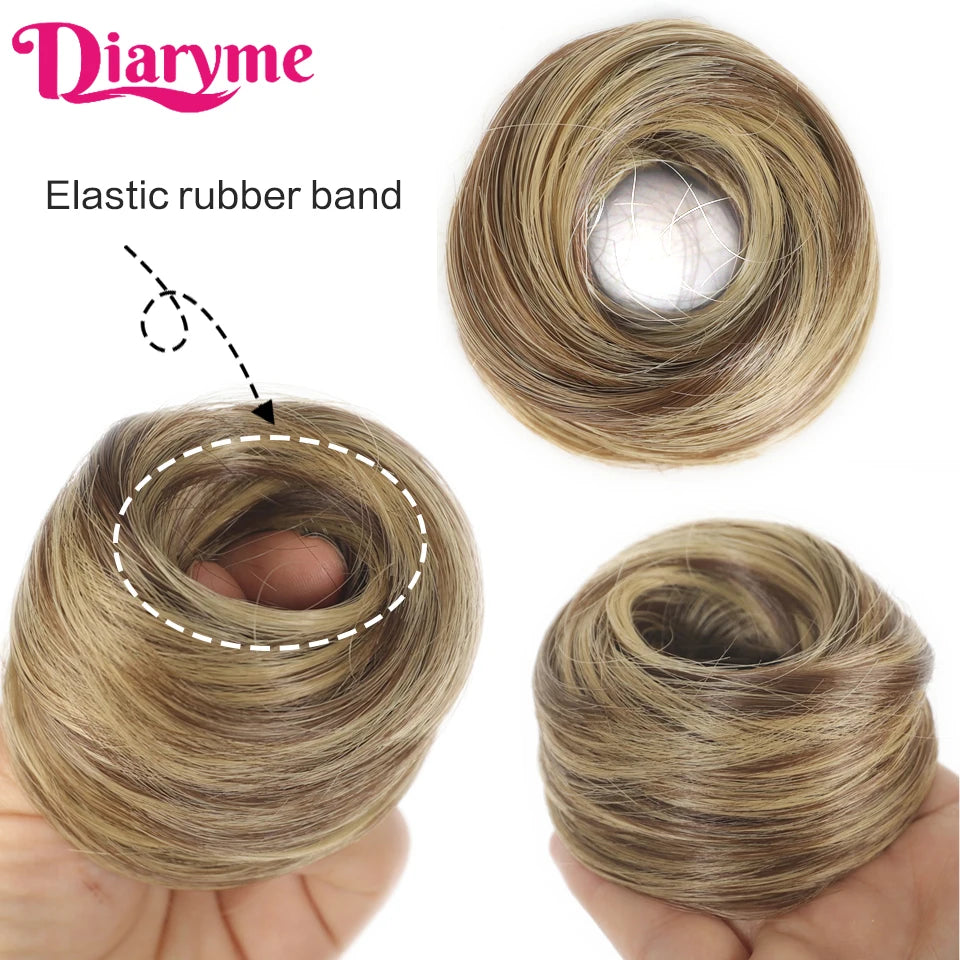 Synthetic Hair Bun Woman Straight Updo hair tie Elastic Rubber Band Chignon Hairpiece Extensions Hair Bands Natural Hairpiece fo