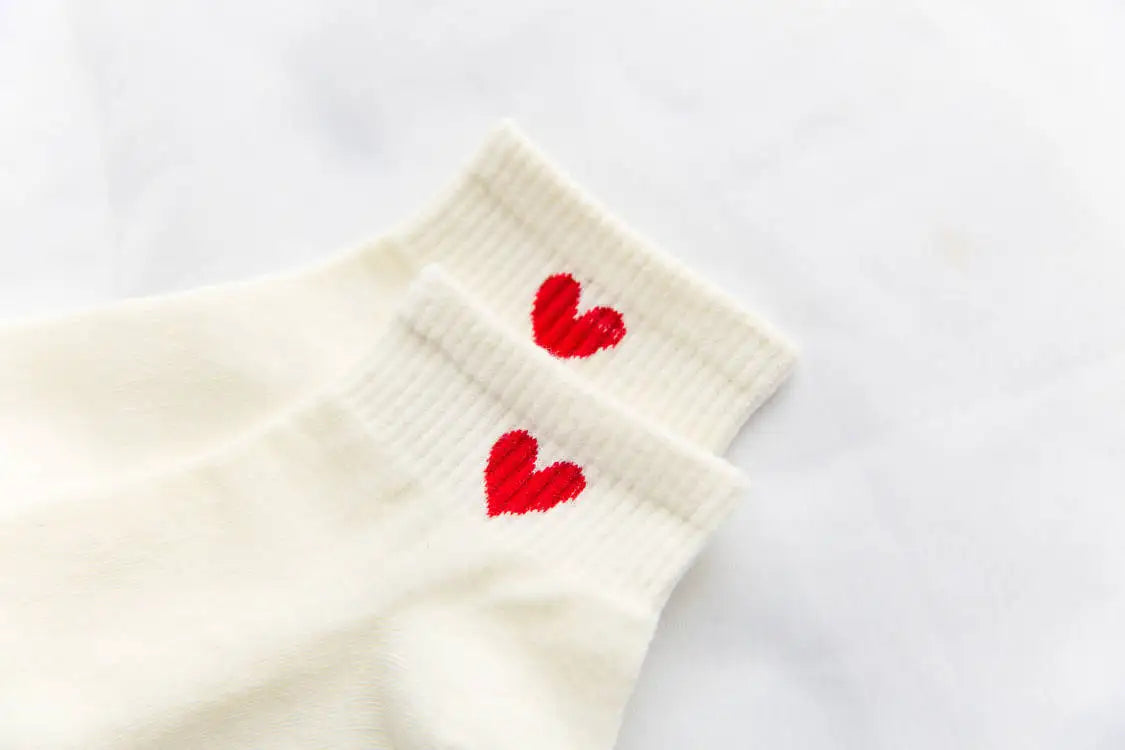 Spring and Autumn Love Women's Socks Casual Sports Short Boat Sock Cute Pure Cotton Ankle Socks Harajuku