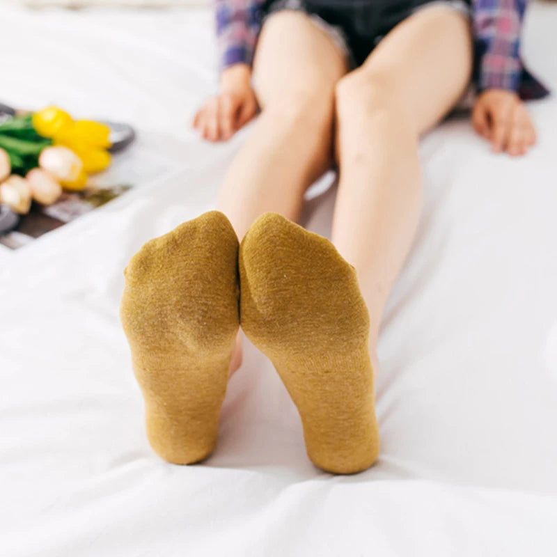 5 Pairs Women Cotton Low Cut Socks Solid Snowflake Softable Summer Silicone Non-slip Deep Mouth Prevent Heel Loss Slipper Socks