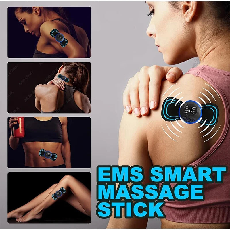 Rechargeable Electric Body Neck Massager Mini Cervical Waist Back Massage Patch Stimulator Massageador Portable Gel Pad Sticker