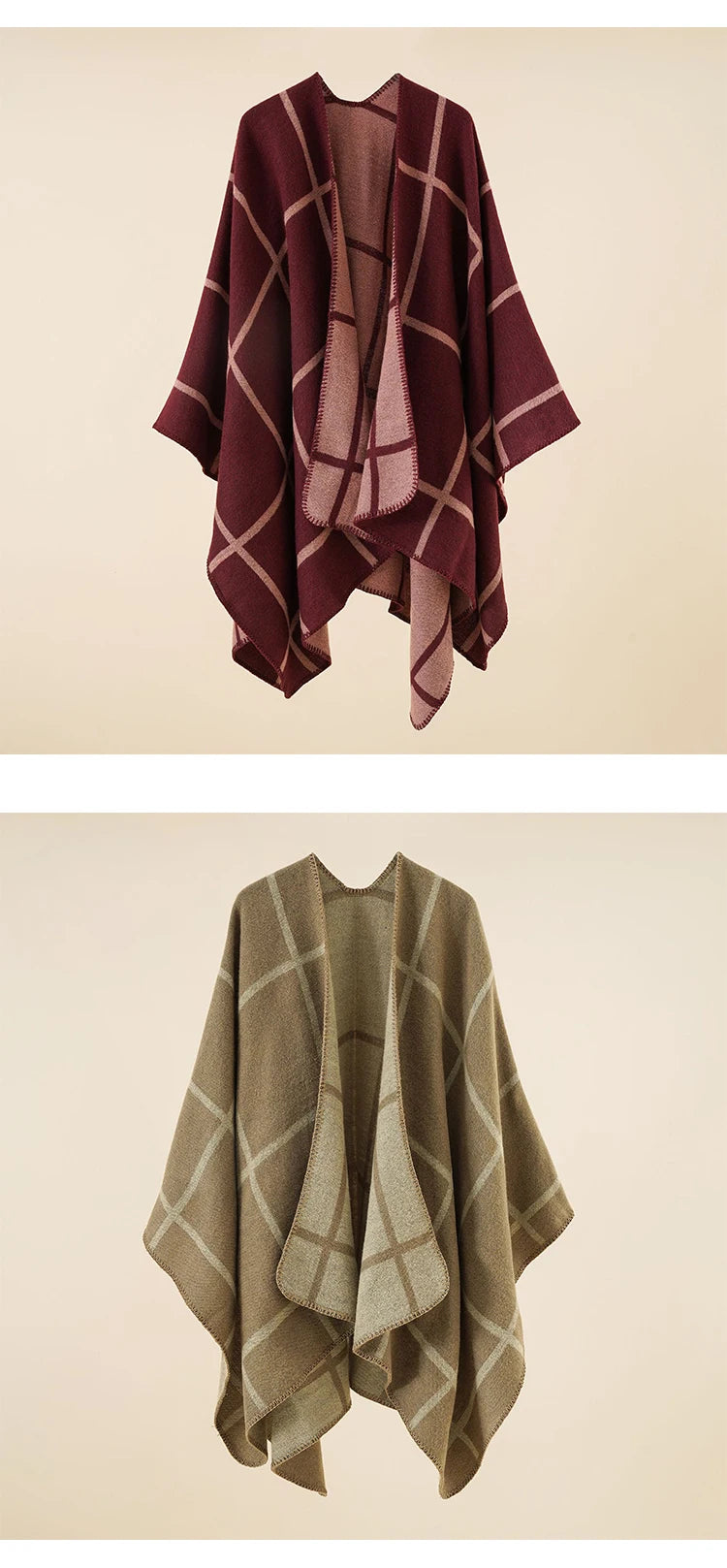Echarpe Hiver Imitation Cashmere Women Scarf Plaid Poncho Chales Femme Capa Para Mujer Pashmina Thick Wrap Shawls Autumn Winter
