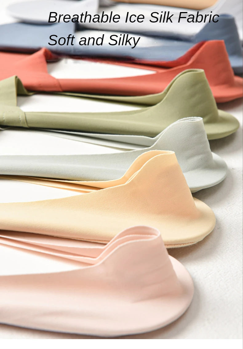 Summer Nylon Ice Silk Boat Socks Women No Show Breathable Low Cut Ankle Silicone Non-slip Invisible Thin Comfortable Bottom
