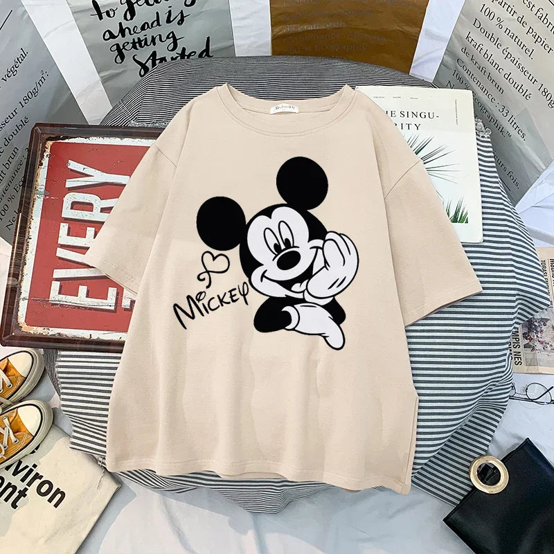 Anime Women Kawaii Mickey Mouse T Shirt Men Cute Minnie Mouse T-shirt Unisex Couple Tshirt Graphic Top Tees Male Female
