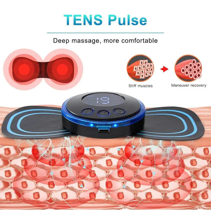 Rechargeable Electric Body Neck Massager Mini Cervical Waist Back Massage Patch Stimulator Massageador Portable Gel Pad Sticker