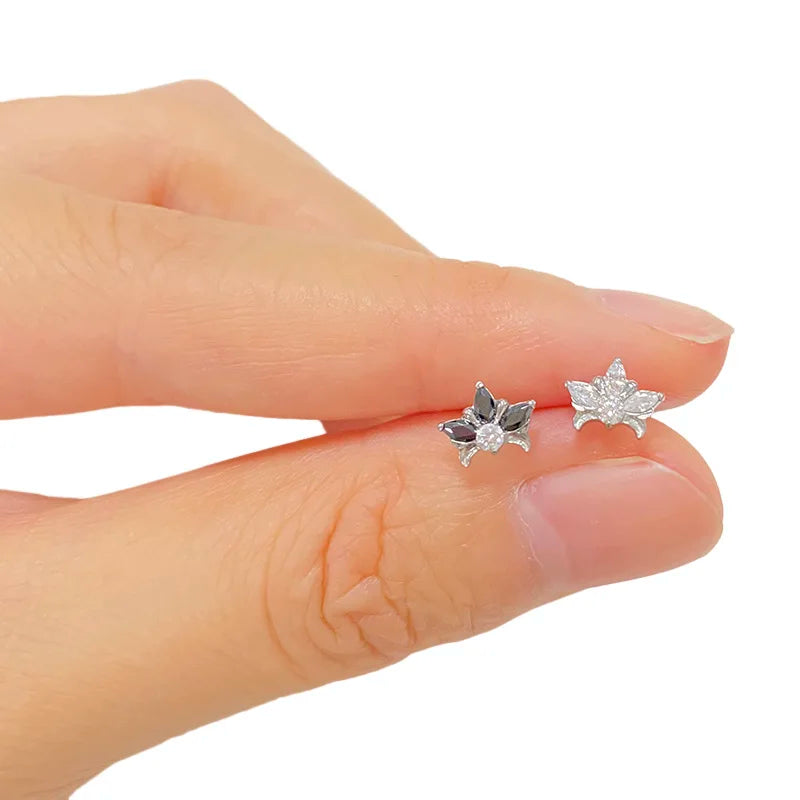 ASTM F136 Titanium EAR Stud PIERC with 4 CZ Top Cartilage Tragus Earrings Ear Lip Helix Studs Tongue Fashion Piercing Jewelry